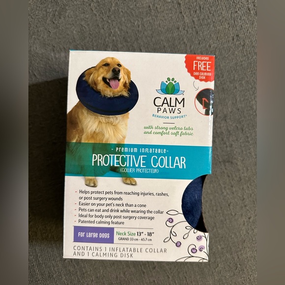 Calm Paws Behavior Support Protective Inflatable Collar Large w/Dog Calming Disc - Picture 3 of 6